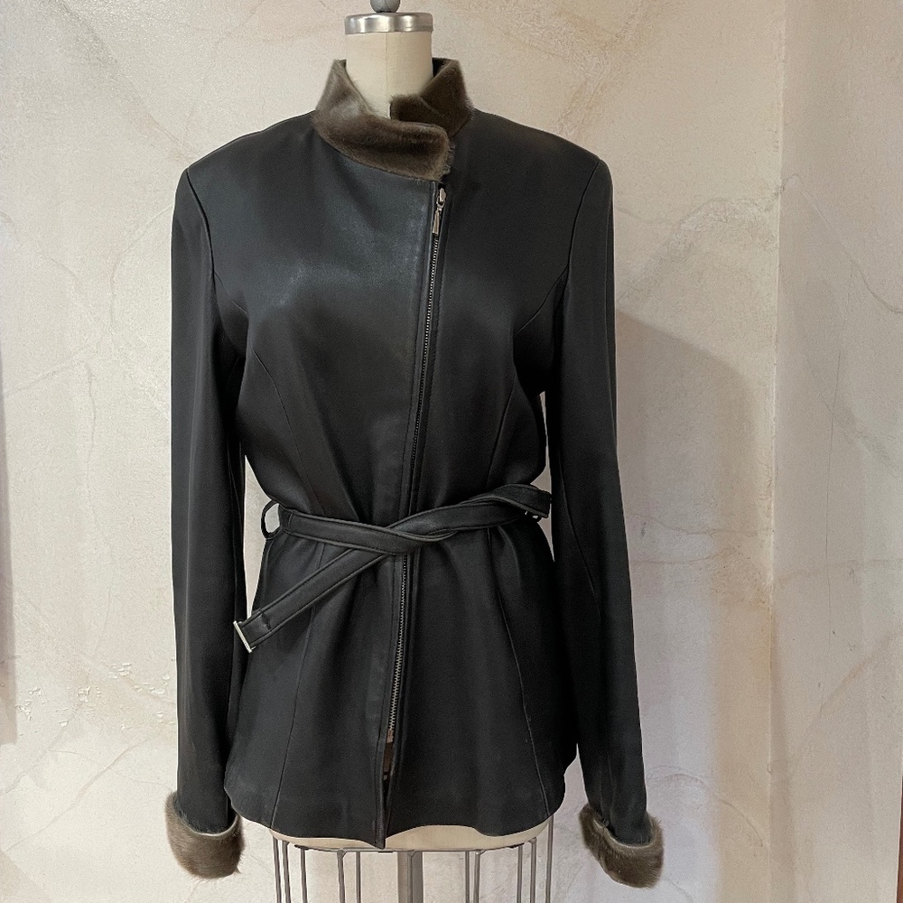 Vintage Fur-Trimmed Leather Jacket